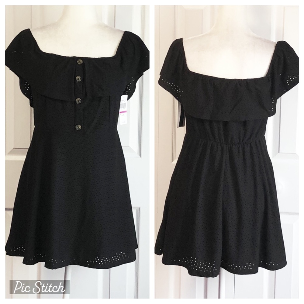 NWT Speechless Black Eyelet Stretch Mini Dress Juniors XL